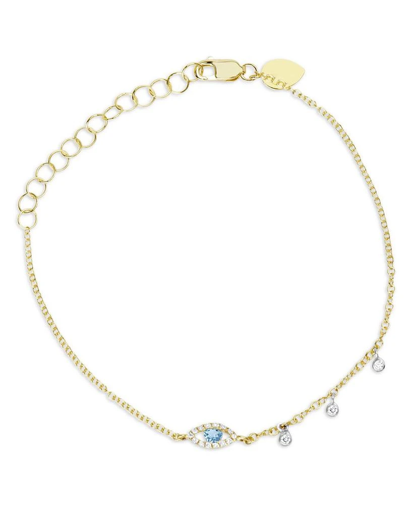 Meira T 14K White & Yellow Gold Blue Topaz & Diamond Evil Eye Link Bracelet 1