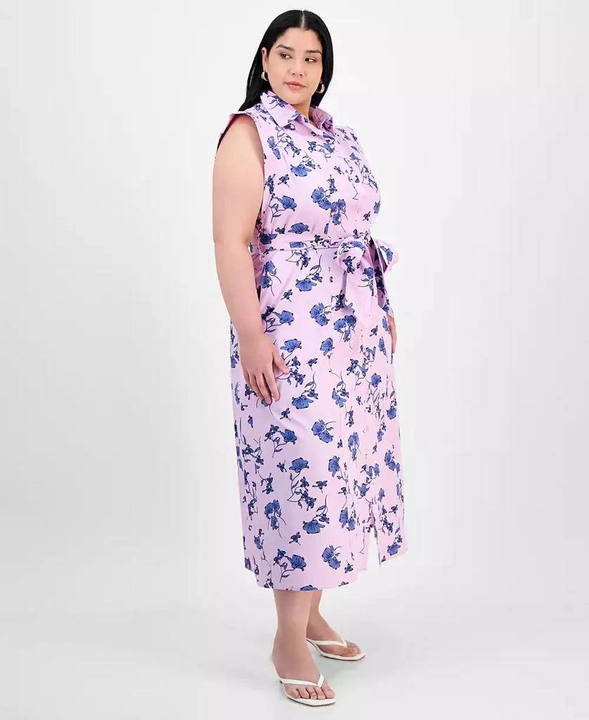 On 34th Trendy Plus Size Cotton Belted Midi Shirtdress, Exclusively at Macy's 2