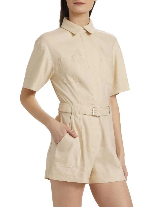 SIMKHAI Aspen Tie-Waist Linen-Blend Romper 3