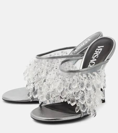 Versace Embellished PVC mules 5