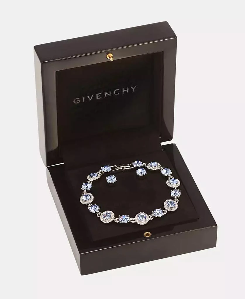Givenchy Gold-Tone Boxed Blue Pavé Halo Bracelet And Earring Set