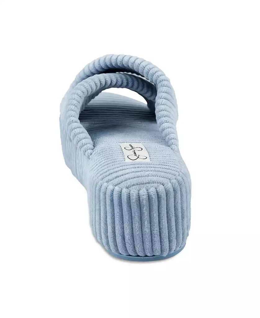 Jessica Simpson Women's Ribbed Terry Cross Band Slide Platform Slipper 6