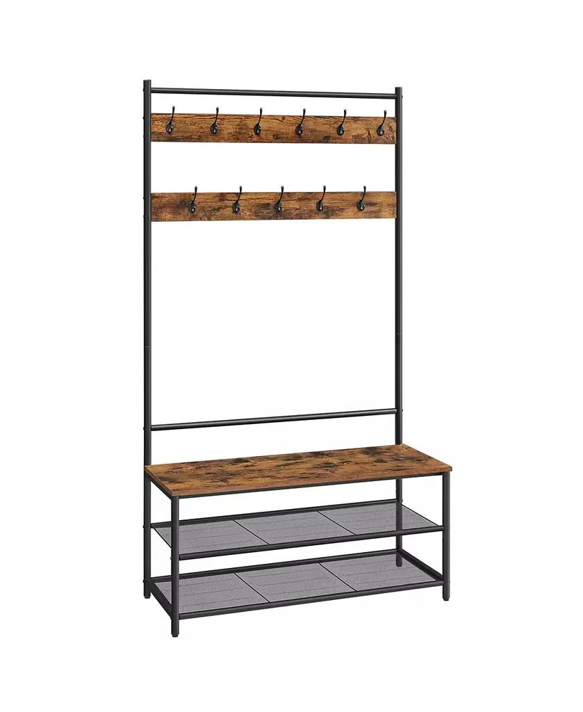 SONGMICS HOME Entryway Industrial Style Coat Rack with Shoe Storage