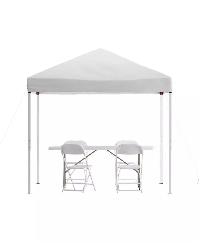 EMMA+OLIVER Outdoor Event/Tailgate Set With Pop Up Event Canopy With Carry Bag, Bi-Fold Table And 4 Folding Chairs
