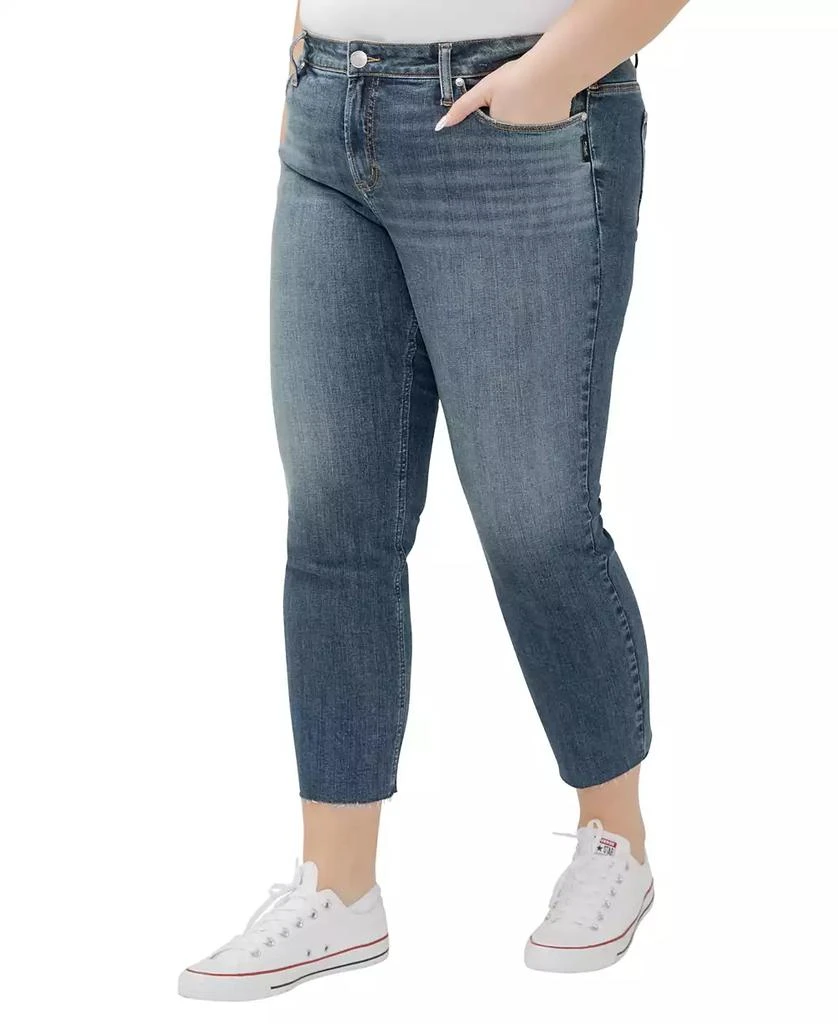 Silver Jeans Co. Plus Size Elyse Mid Rise Comfort Fit Ankle Straight Jeans 7