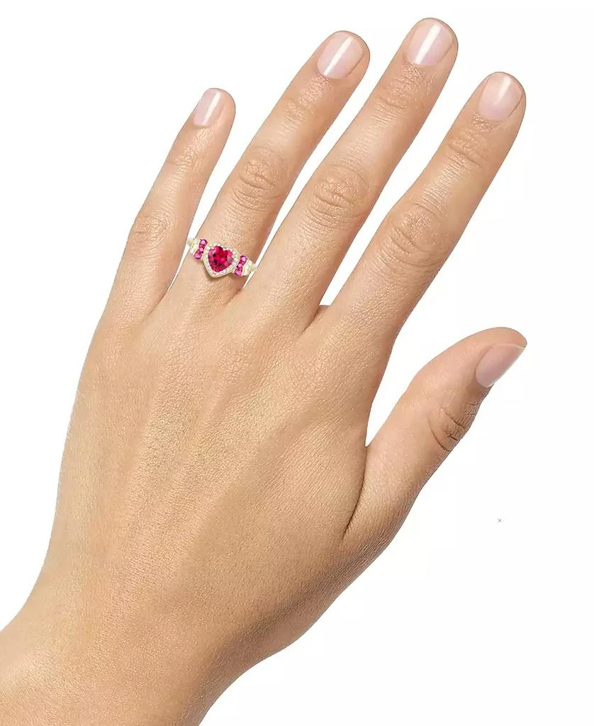 Macy's Lab Grown Ruby (1-1/2 ct. t.w.), White Sapphire (1/4 ct. t.w.) & Diamond Accent Heart Ring in 14K Gold Over Sterling Silver 3