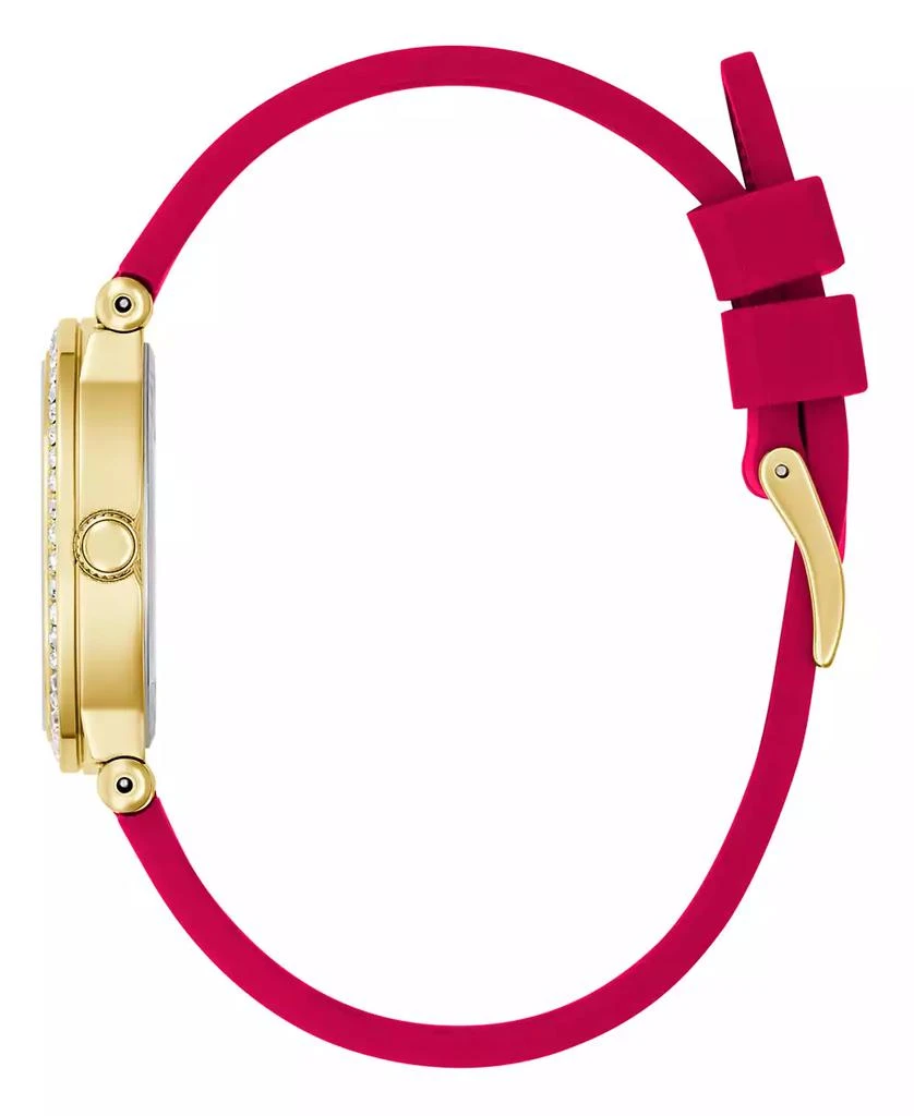 GUESS Women's Gold-Tone Red Silicone Analog Watch, 32mm 2
