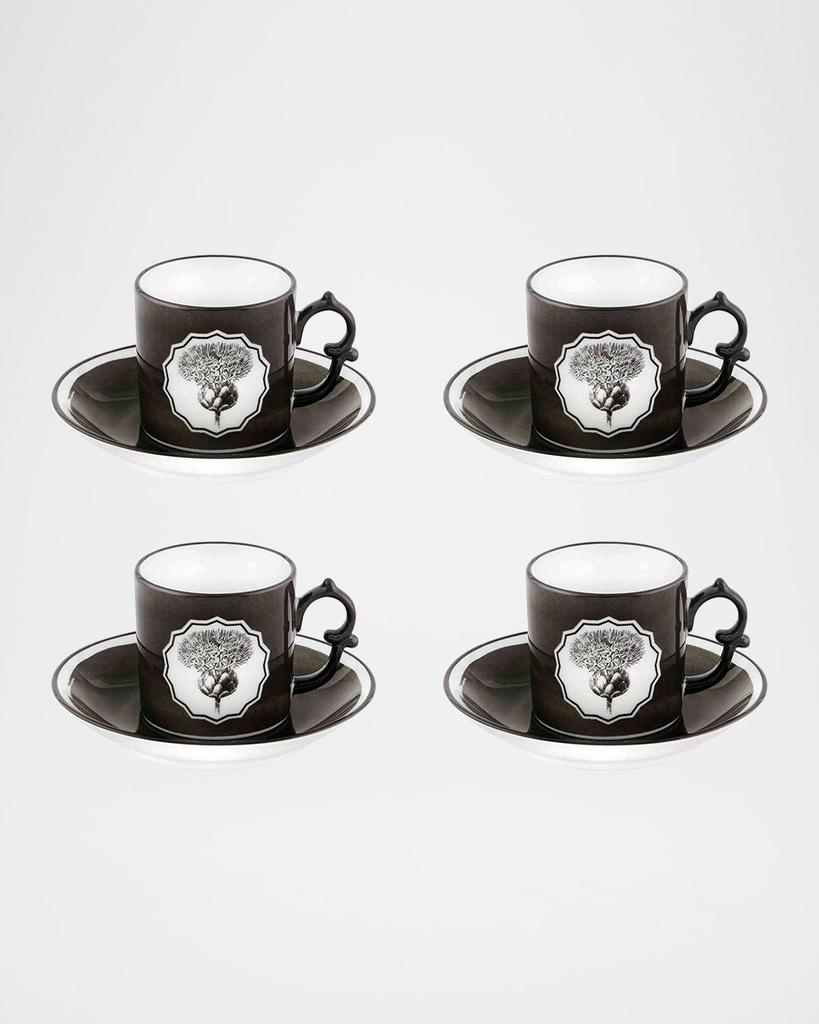 Christian Lacroix Herbariae Espresso/Coffee Cups & Saucers, Set of 4