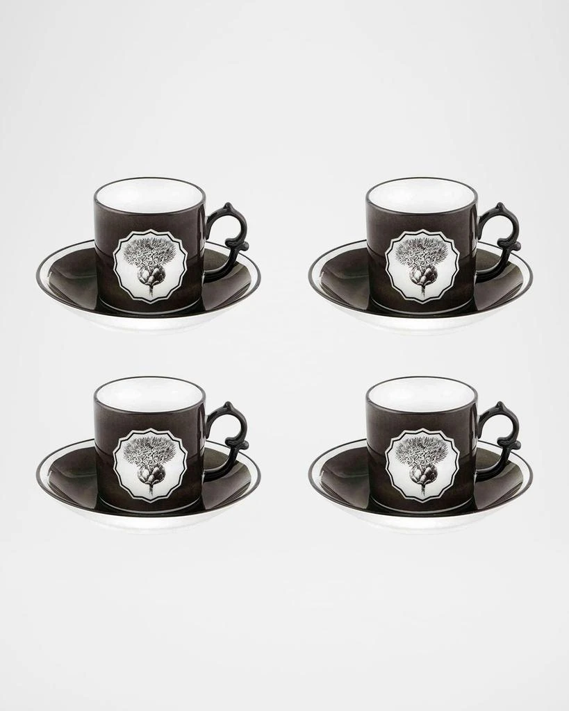 Christian Lacroix Herbariae Espresso/Coffee Cups & Saucers, Set of 4 1