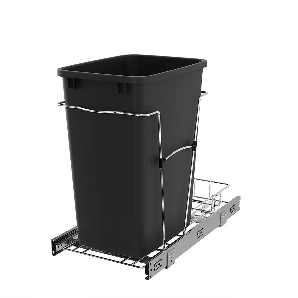 Rev-A-Shelf Pullout Trash Can 35 qt. for Kitchen Cabinets, Black, RV-12KD-18C S