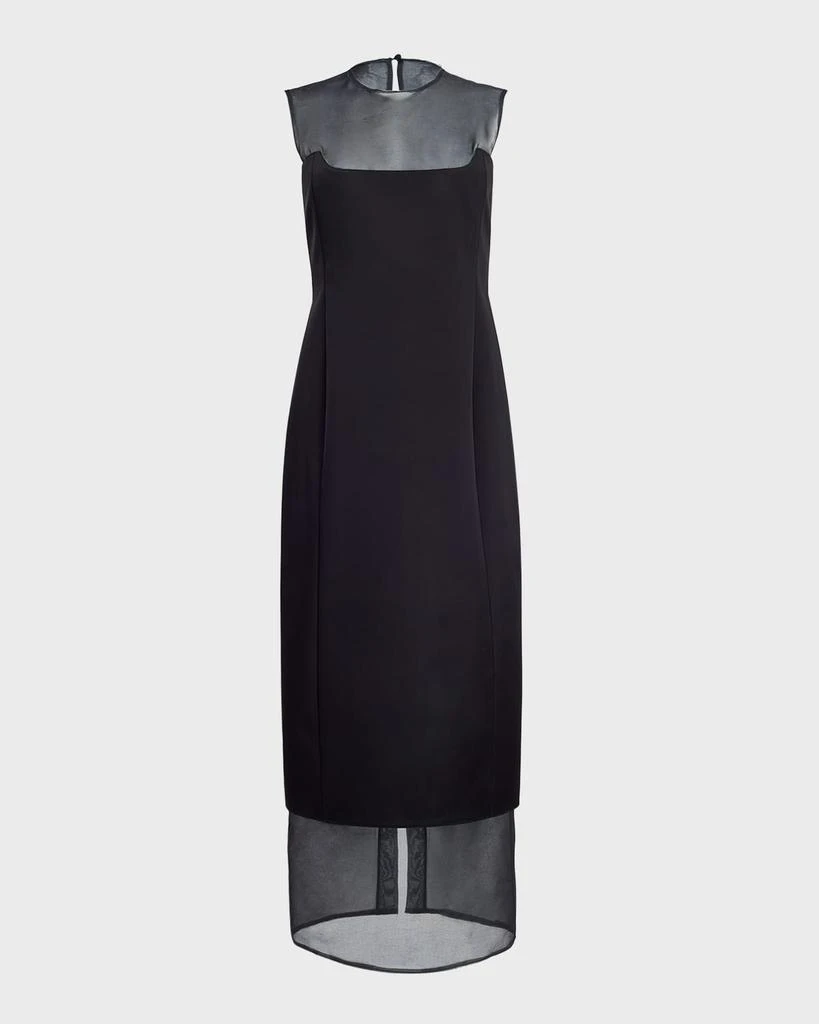 Khaite Dissa Sleeveless Wool Midi Corset Dress with Mesh 1