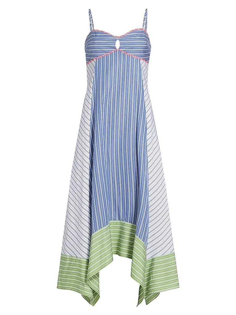Tanya Taylor Samantha Striped Cotton Handkerchief Midi-Dress 1