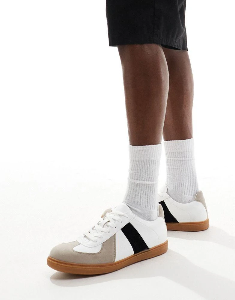 Truffle Collection Truffle Collection minimal tennis trainers in white and grey 1
