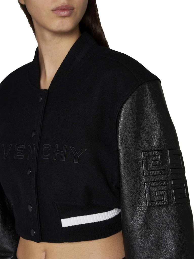 Givenchy GIVENCHY | Wool and leather cropped varsity jacket | Women | 38 5