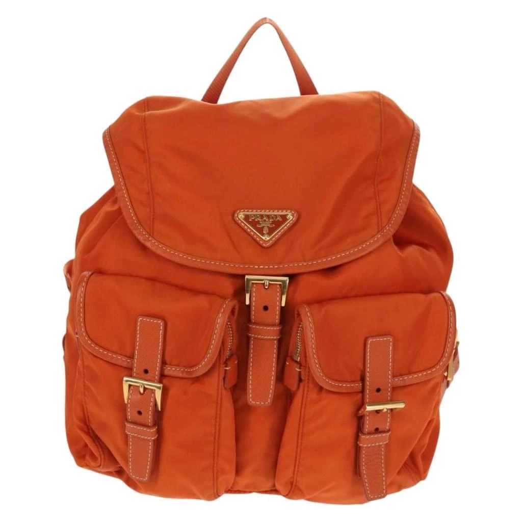 Prada Vela Double Front Pocket Backpack Tessuto With Saffiano Leather Nylon Backpack Bag (Pre-Owned)