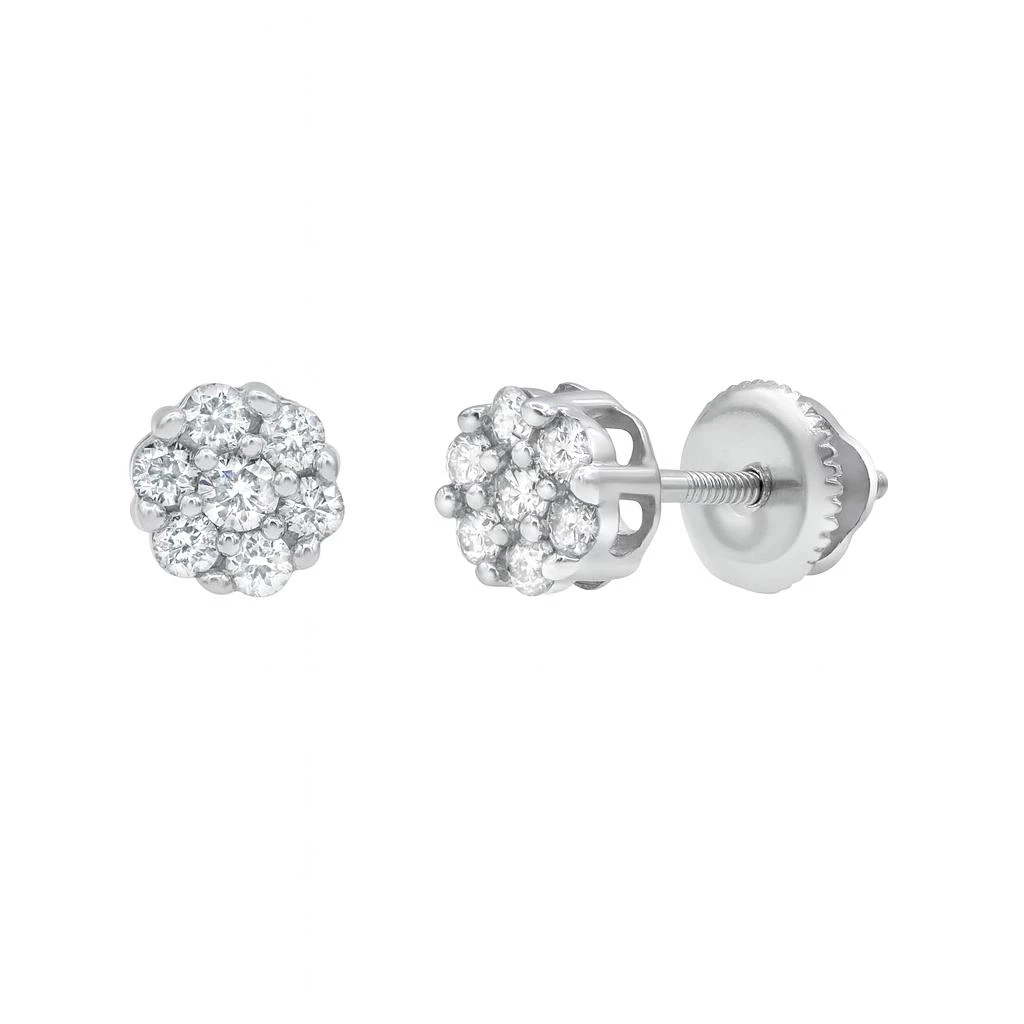 LuvMyJewelry Meadow 0.32 Ct TW Lab Grown Diamond Cluster Studs 14K Gold Earrings