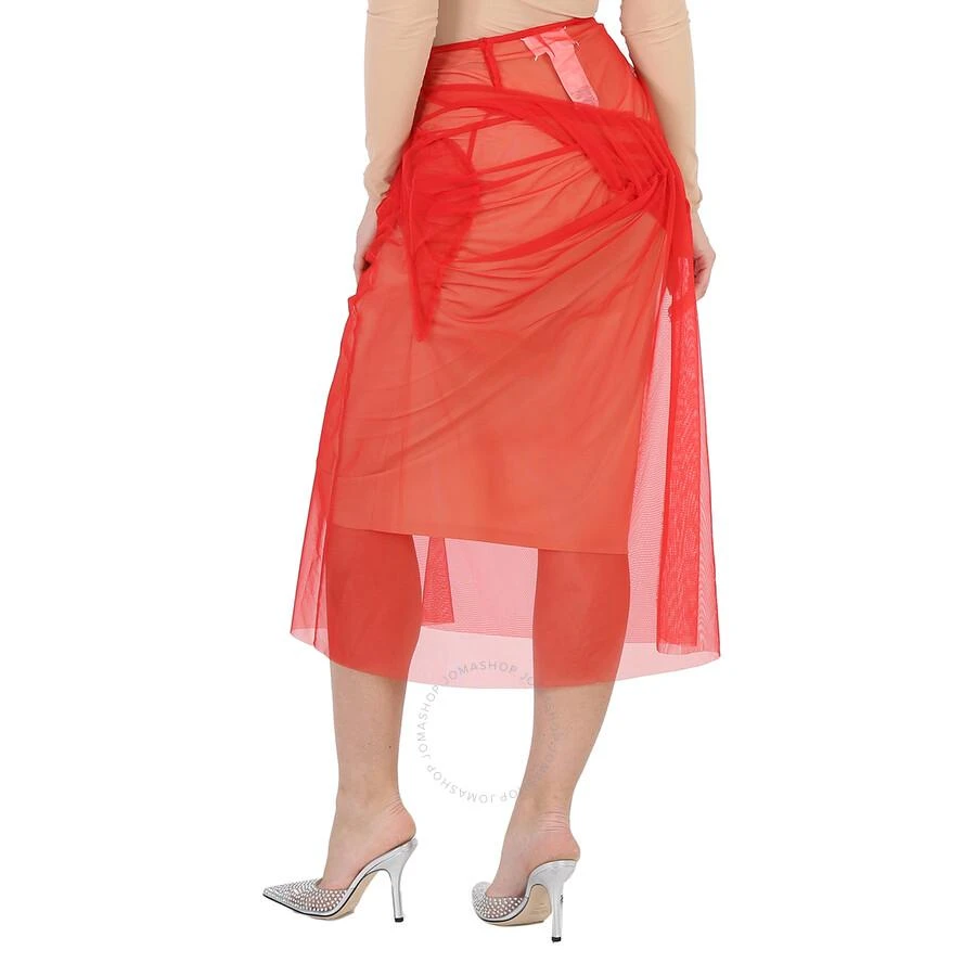 MAISON MARGIELA Ladies Red Tulle-Overlay Asymmetric Skirt 3