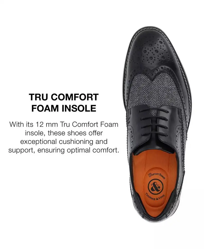 Thomas & Vine Men's Filmore Tru Comfort Foam Wingtip Dress Shoes 8