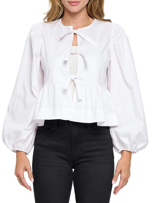 Renee C. Tie Front Peplum Top 1