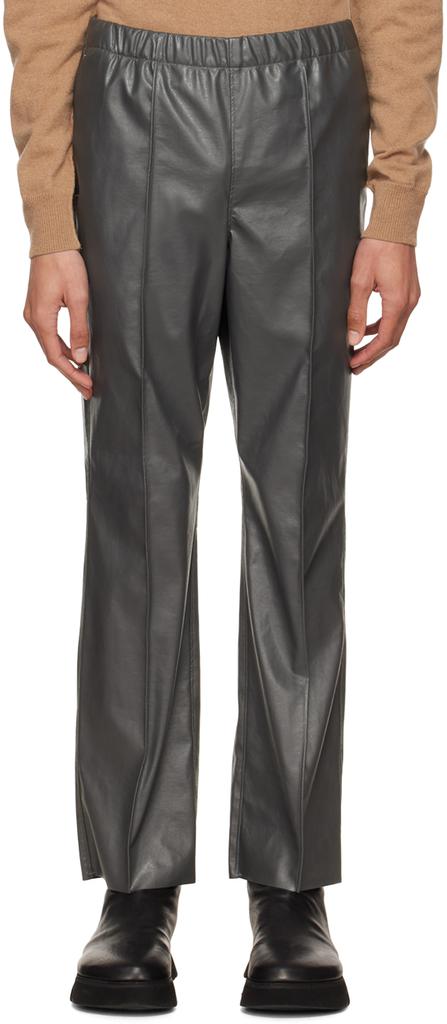 n.hoolywood Gray Faux-Leather Pants