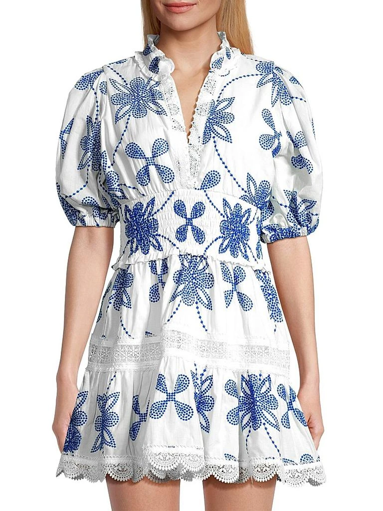 Waimari Eternus Pauline Embroidered Puff-Sleeve Minidress 3