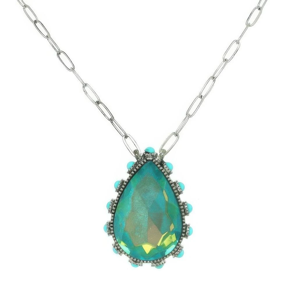 TRUEDAMES Western Teardrop Cut Gemstone Turquoise Necklace 5