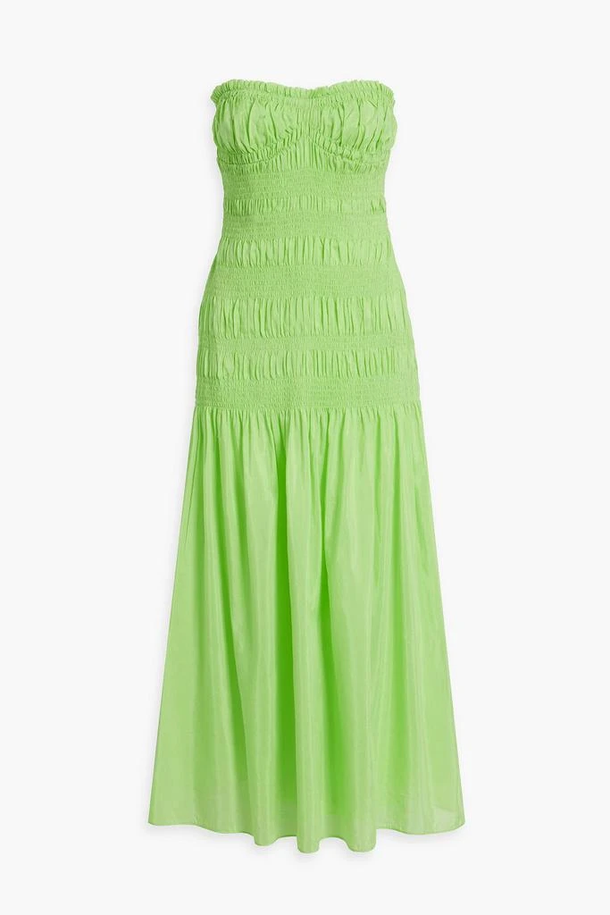 NICHOLAS Strapless shirred cotton and silk-blend maxi dress 1