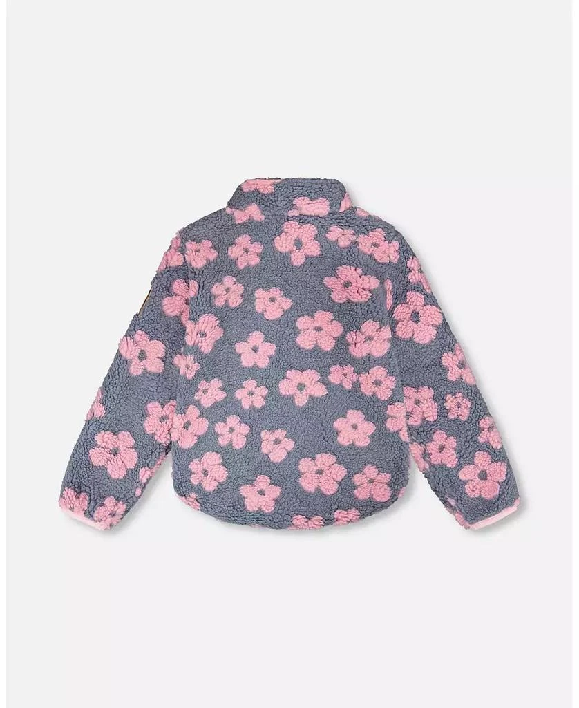 Deux par Deux Girls Sherpa Jacket Pink Flowers 3