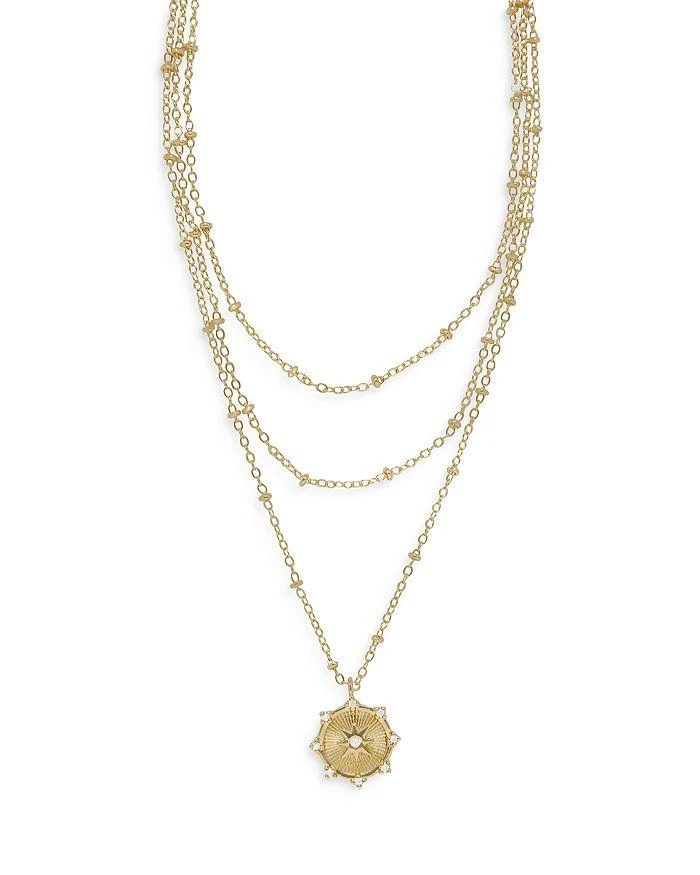 Ettika Jewelry Compass Keepsake Layered 18K Gold Plated Necklace, 14-17"