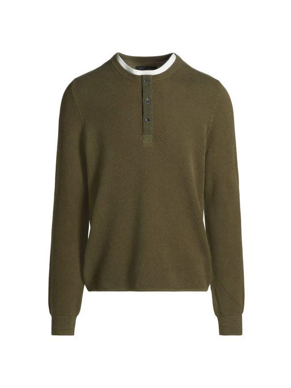 Rag & Bone Dexter Cotton Crewneck Henley 6