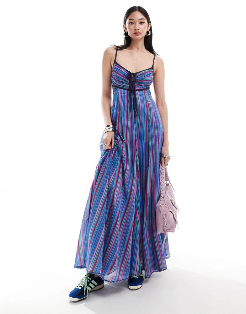 Free People Free People blue combo stripe maxi dress 1