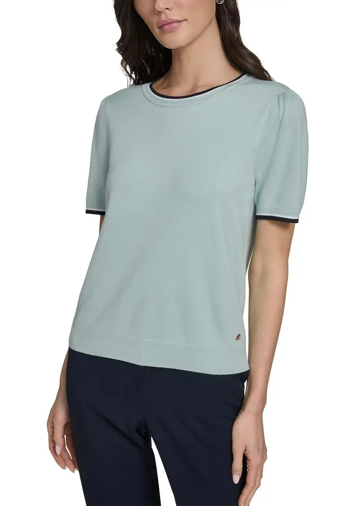 Tommy Hilfiger Women's Short Sleeve Tipped Sweater