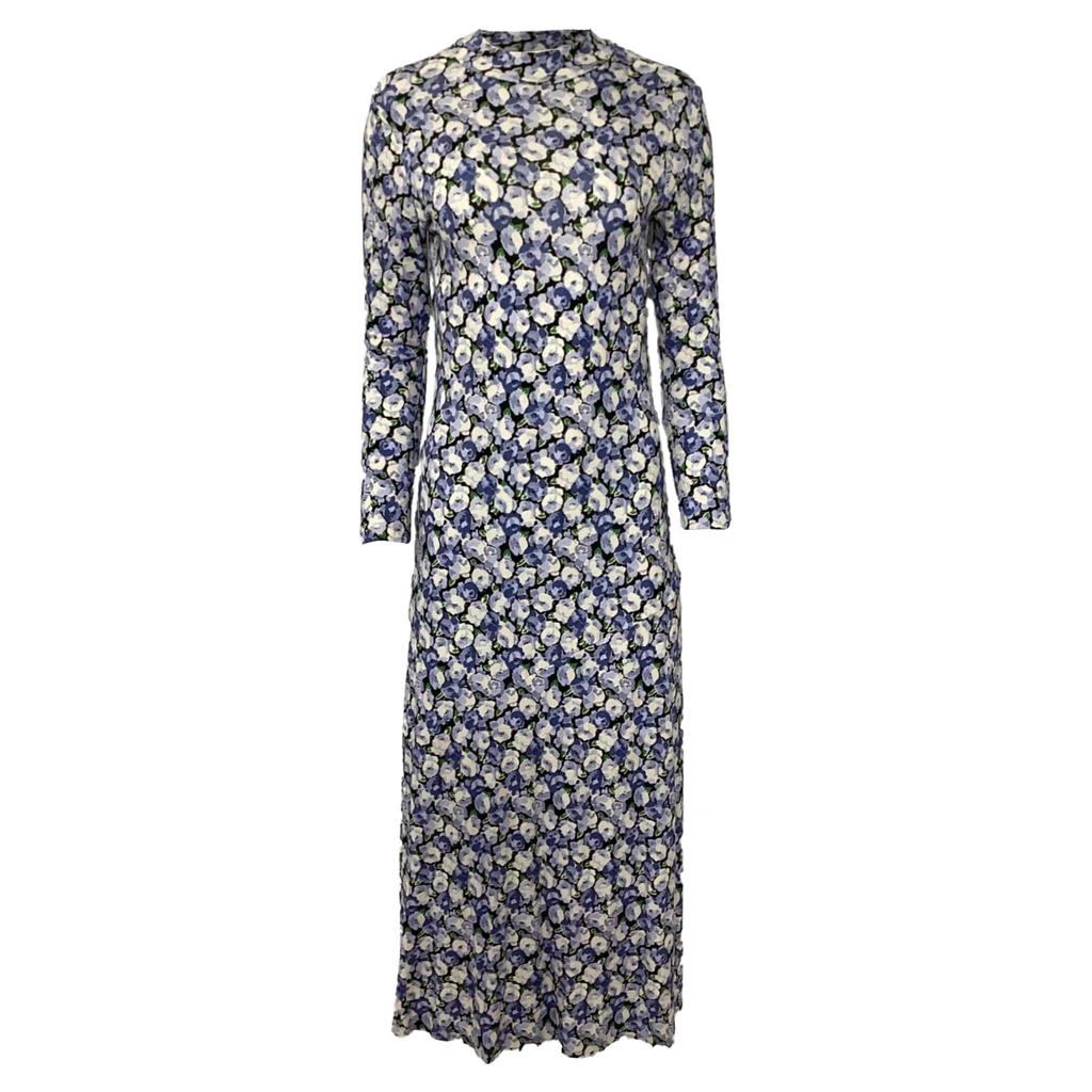 Rixo Elise Floral Printed Midi Long Sleeve Dress in Multicolor Viscose 1