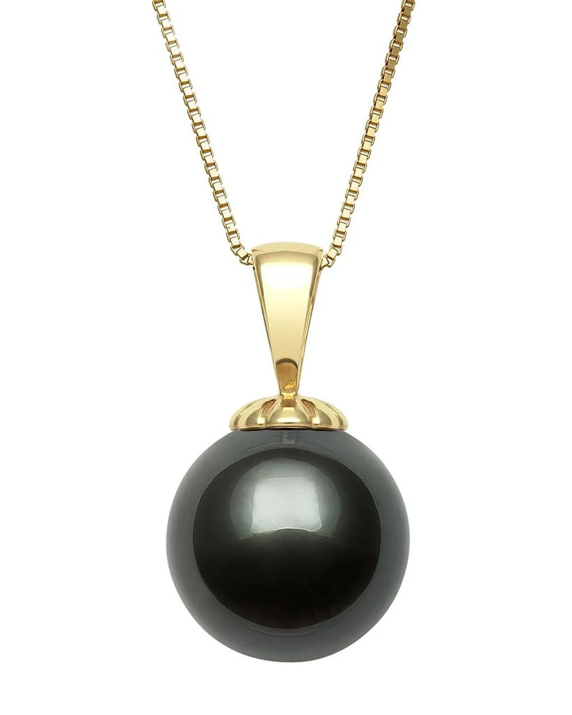 Bloomingdale's Tahitian Black Cultured Pearl Pendant Necklace in 14K Yellow Gold, 18" 1