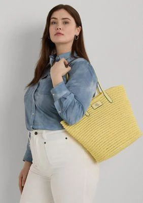 Ralph Lauren Ralph Lauren Leather Trim Straw Large Brie Tote Bag 6