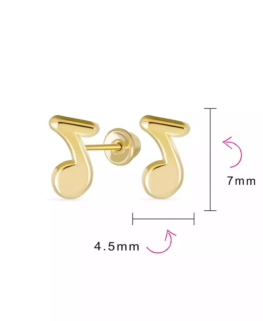 Bling Jewelry Tiny Dainty Entertainer Music Notes Stud Earrings Musician Teacher Student 14K Yellow Gold Screw Back