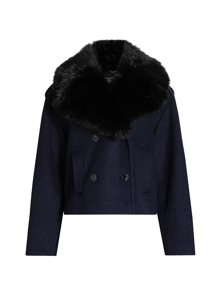Mercer Collective Georgia Faux Fur Collar Double-Breasted Peacoat 1