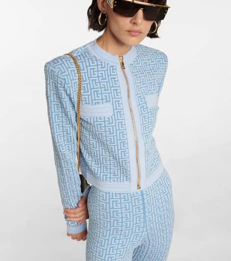 Balmain Monogram jacquard zip cardigan 4