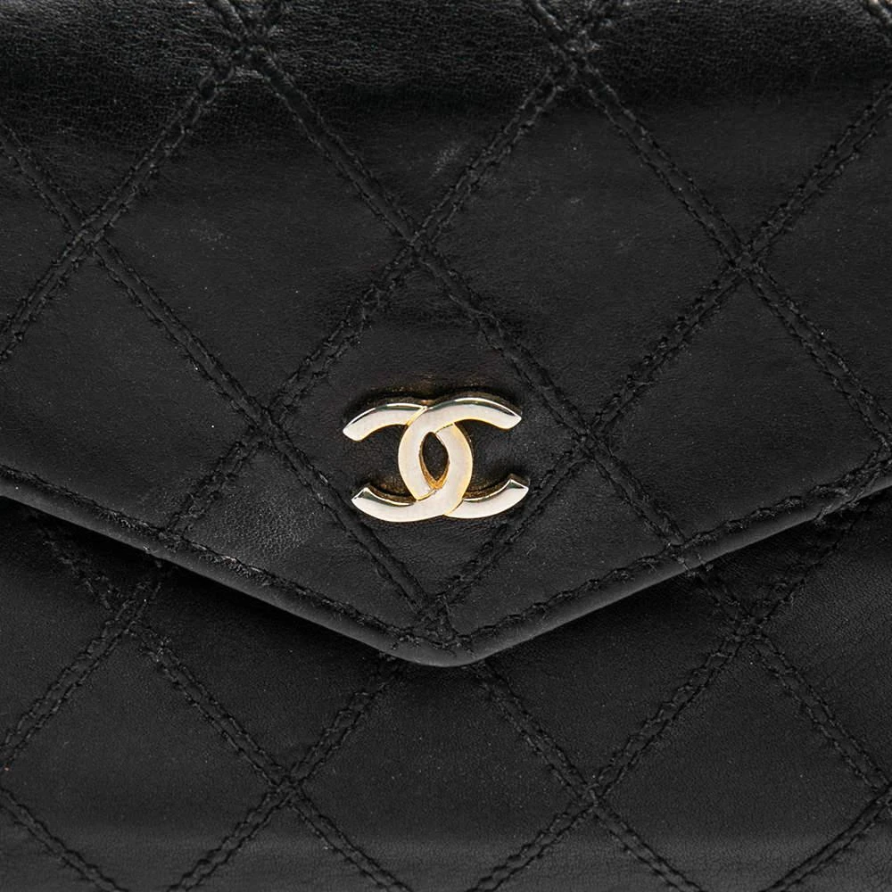 Chanel Chanel Black Double Quilted Leather Vintage Trifold Wallet 5