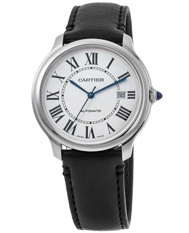 Cartier Cartier Ronde Must De Cartier Silver Dial Leather Strap Men's Watch WSRN0032 1