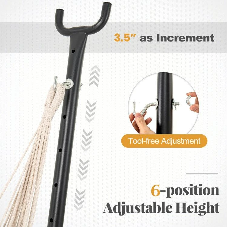 Hivvago Hammock Chair with Stand 6-Position Adjustable Height and Side Pocket 3
