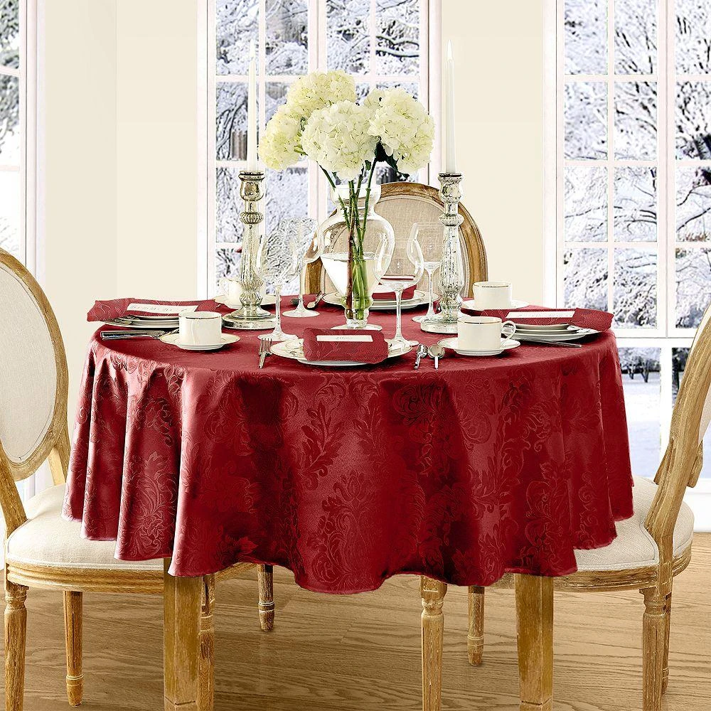Elrene Home Fashions Caiden Damask Tablecloth - 52 X 52 Inch, Black, Woven Jacquard