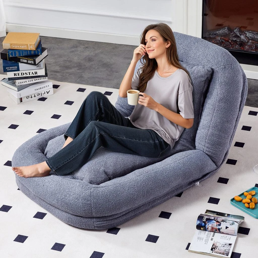 Streamdale Furniture Streamdale Folding Plush Floor Lounge Chair - Adjustable 5