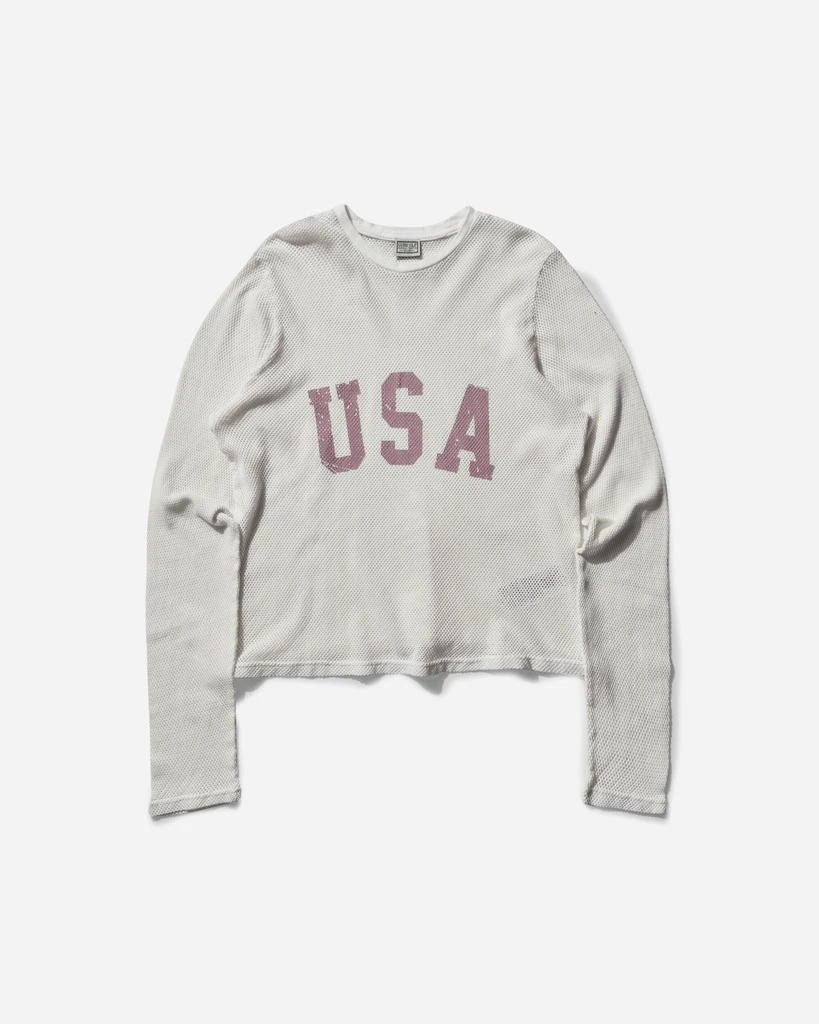 Guess USA Men's Logo Mesh Longsleeve T-Shirt Pearl White 1