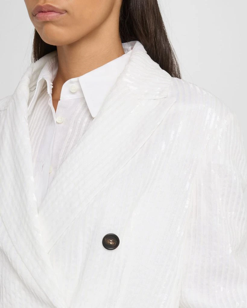Brunello Cucinelli Sequined Stripe Double-Breasted Organza Jacket 5