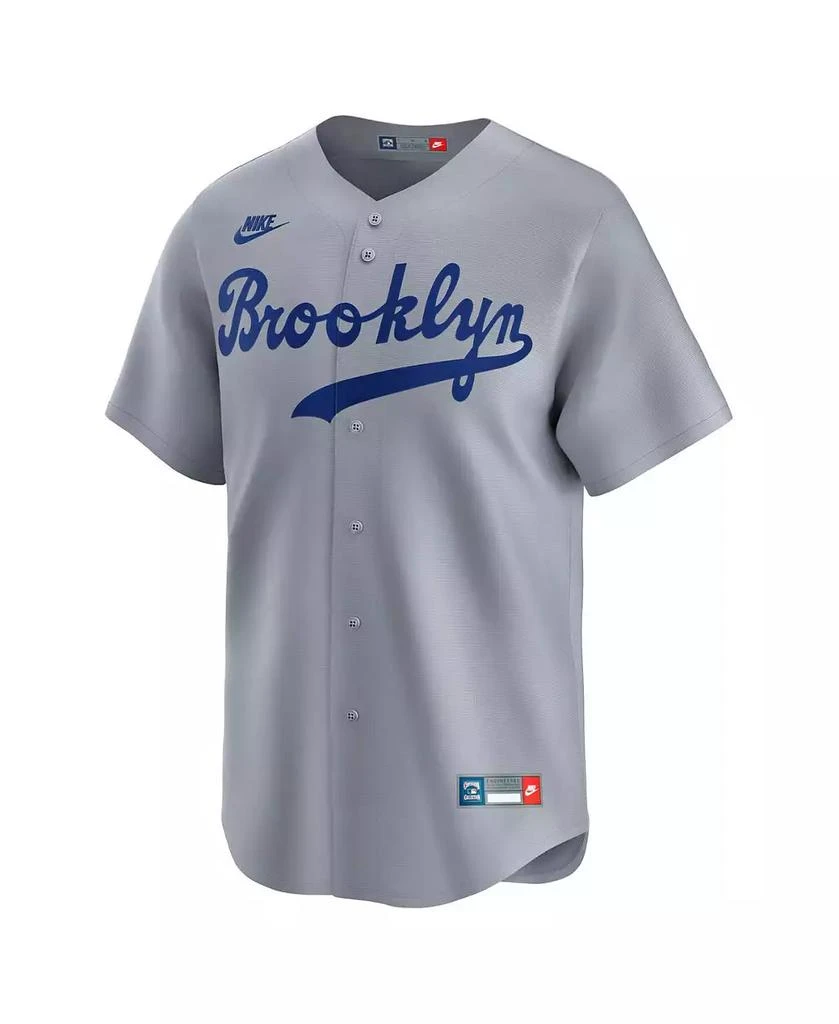 NIKE Men's Jackie Robinson Gray Brooklyn Dodgers Throwback Cooperstown Collection Limited Jersey 2