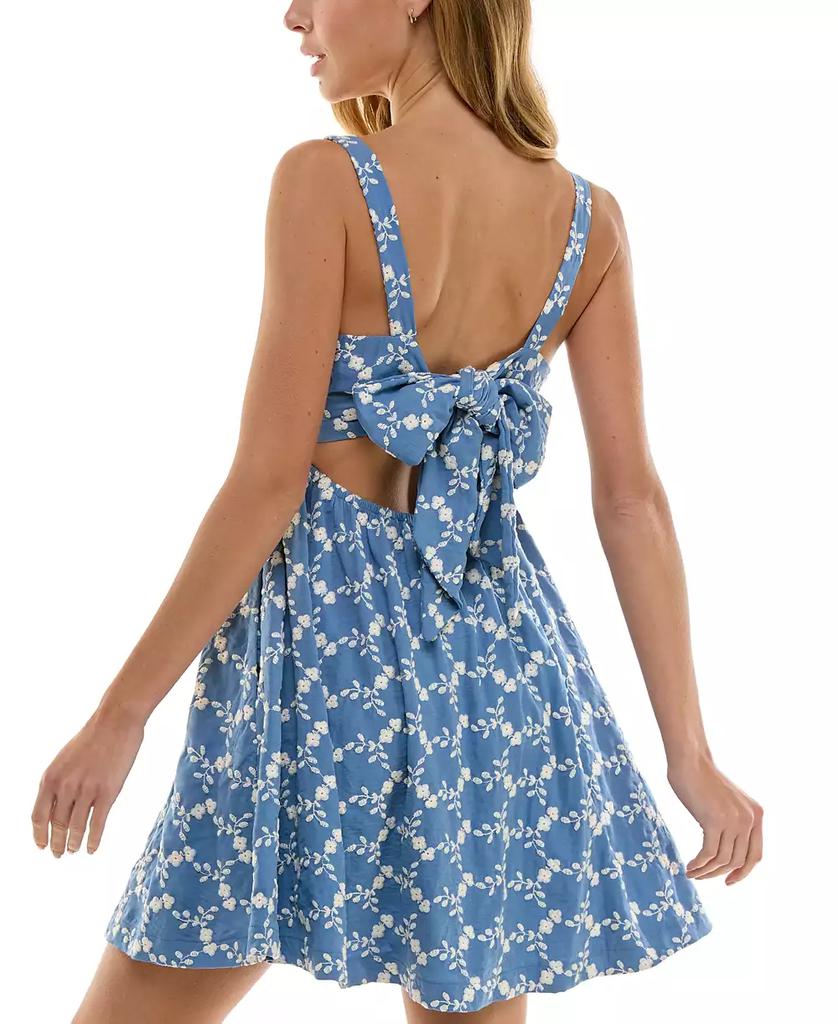 ROW A Juniors' Embroidered Babydoll Mini Dress, Created for Macy's