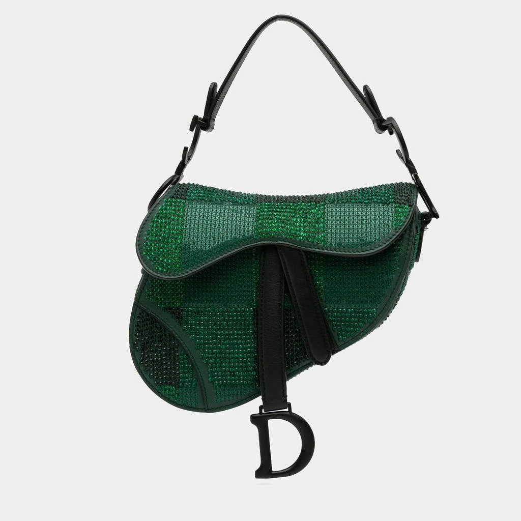 Dior Dior Green Leather Mini Crystal Saddle Bag 1