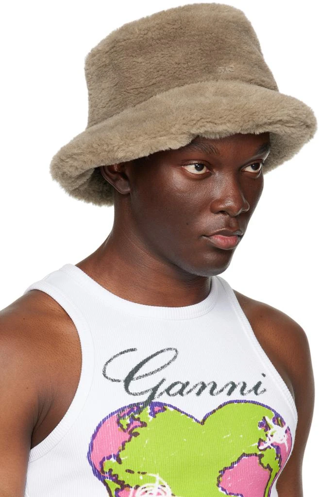 Ganni Taupe Fluffy Tech Bucket Hat 2