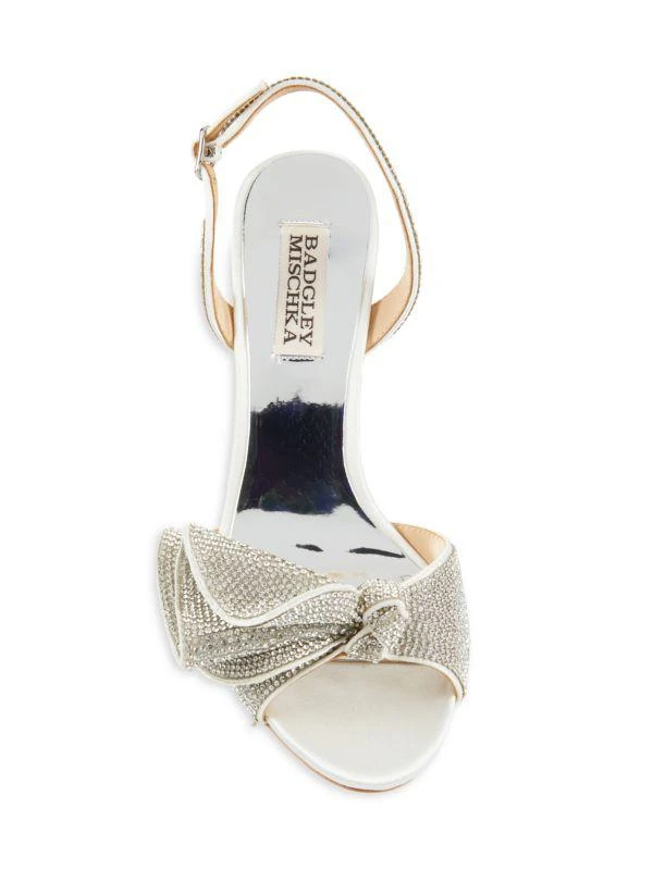 Badgley Mischka Rennie Ankle Strap Rhinestone Bow Heel Sandals 5